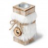 Bougeoir bois fourrure blanche