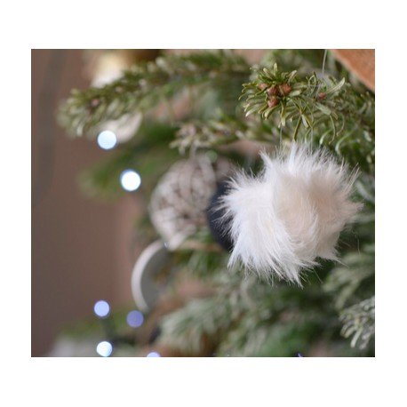 4 Pompons fourrure blanc