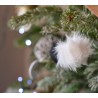 4 Pompons fourrure blanc