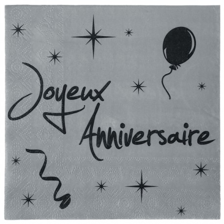 20 Serviettes Joyeux Anniversaire