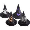 Chapeau sorcière enfant - tissu noir avec impression - 4 assortis