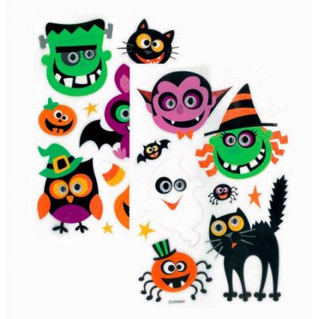 Autocollant halloween avec yeux mobiles - 2 modèles assortis
