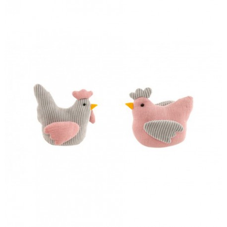 POULE TISSU GRIS/ROSE ASS