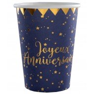 10 Gobelets Joyeux Anniversaire métallisé