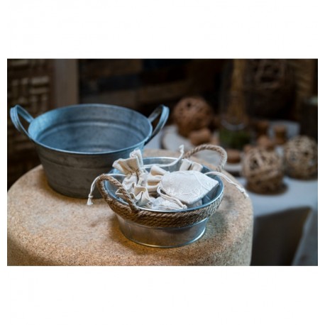 Pot Zinc 2 Anses Cordage 16x16x7cm