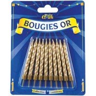 10 Bougies Or avec Bobèches