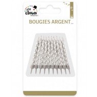 10 Bougies Argent avec Bobèches