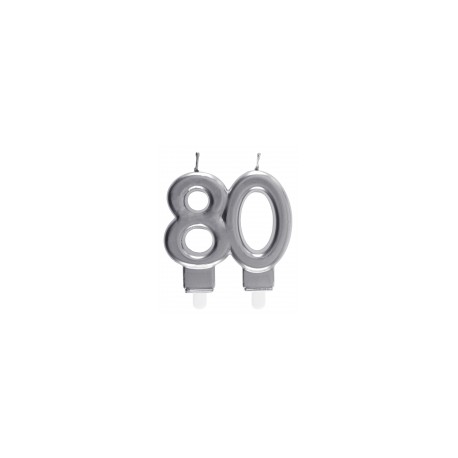 Bougie chiffre 80ans Argenté