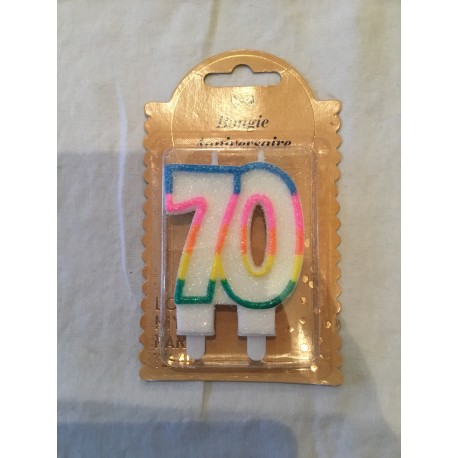 Bougie Chiffre 70 avec Paillettes