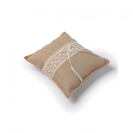 Coussin Alliances Jute et Dentelle