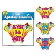 3 Stickers Décoratifs C'est la Fête