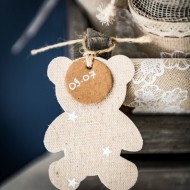 Etiquettes Ourson Lin Motifs Assortis