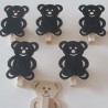 6 Pinces Ourson Ardoise