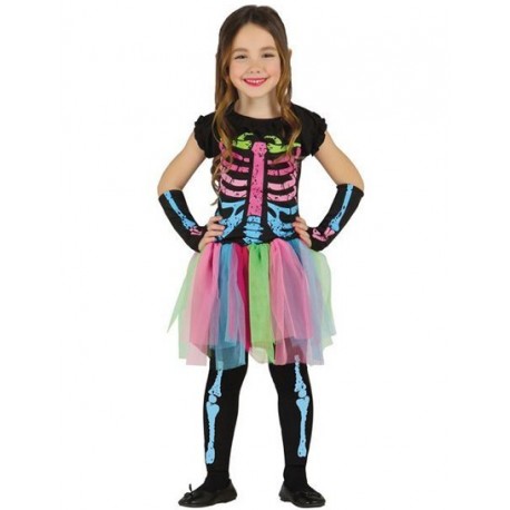 Déguisement Squelette Tutu Coloré Fille Halloween