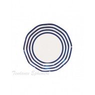 10 Assiettes Carton Corolle Rayée Marine D. 21cm