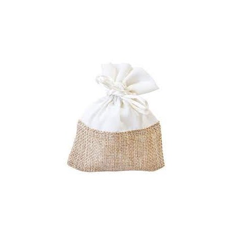 4 Pochons Fantaisie en Coton et Jute Ivoire