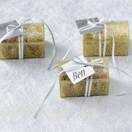 Boite Coffre Transparent Pailletté Or