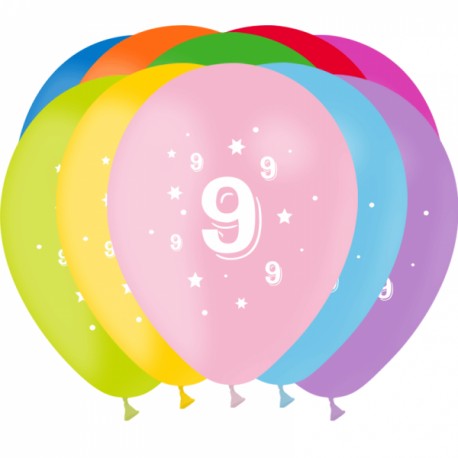 8 Ballons Latex Chiffre 9