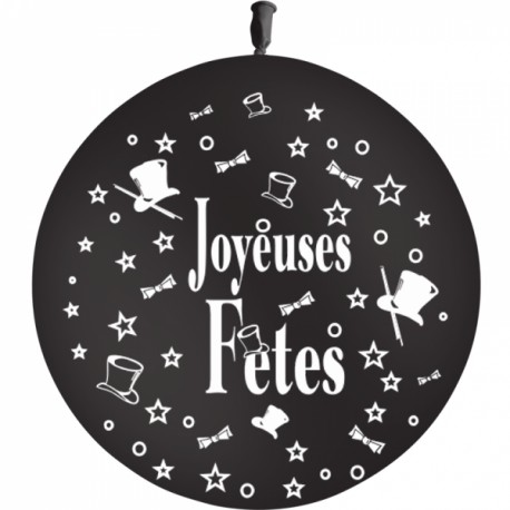 Ballon Joyeuse Fêtes D.86cm Noir ou Gris