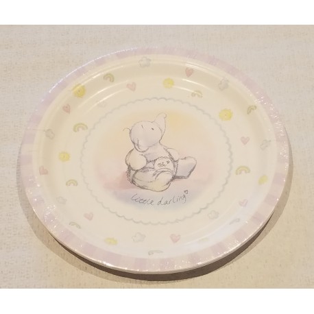 8 Assiettes Plates Carton Bébé Eléphant