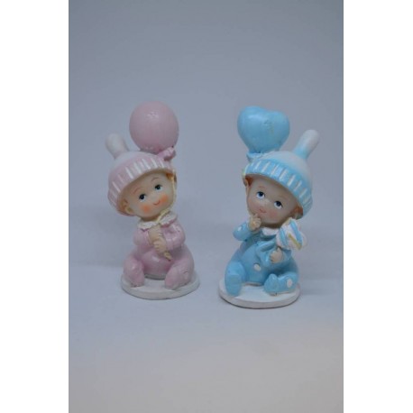 Figurine Bébé Ballon Rose ou Bleu