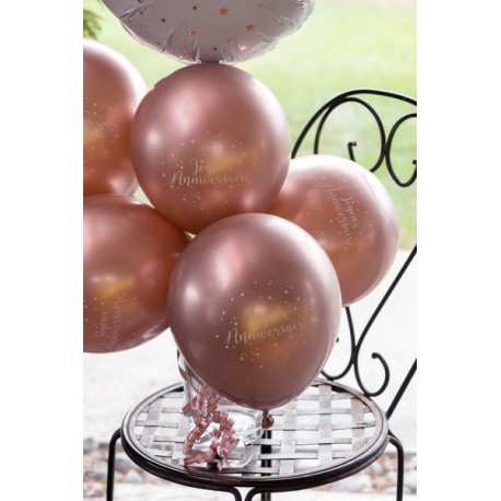 Ballon Latex Joyeux Anniversaire Métal Rose Gold