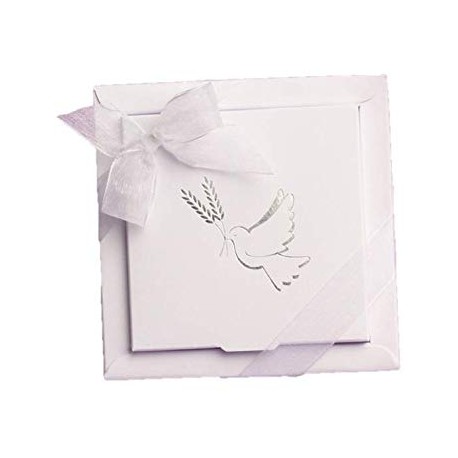 Boite Dragées Communion Blanche avec Colombe et Epis de Blé x2