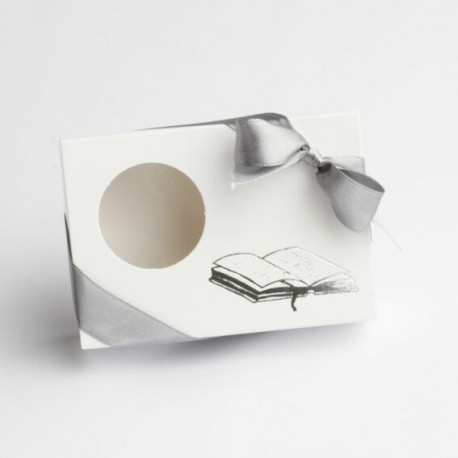 Boite Dragées Rectangulaire Livre Argent x4