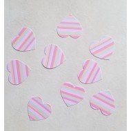 Etiquettes Coeur rayé Rose x25