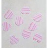 Etiquettes Coeur rayé Rose x25