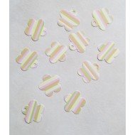 Etiquettes Fleur rayé Jaune x10