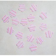 Etiquettes Fleur rayé Rose x10