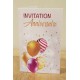 Invitation + Carte Blanche + Enveloppe Anniversaire Or et Fuschia