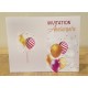 Invitation + Carte Blanche + Enveloppe Anniversaire Or et Fuschia
