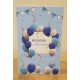 Invitation + Carte Blanche + Enveloppe Anniversaire Bleu et Blanc