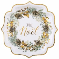 Assiette Guirlande Noël Or ou Rouge ou cuivre