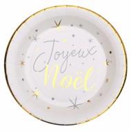 Assiette Joyeux Noël Etoilé Blanc ou Rouge