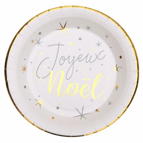 Assiette Joyeux Noël Etoilé Blanc ou Vert Sapin