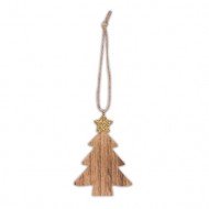 Joli Sapin en Bois Etoile Pailletté Or