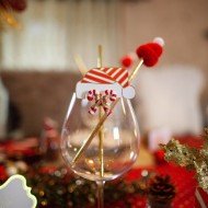 8 Marques Verres Bonnet de Noël Rouge Blanc Or