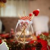 8 Marques Verres Bonnet de Noël Rouge Blanc Or