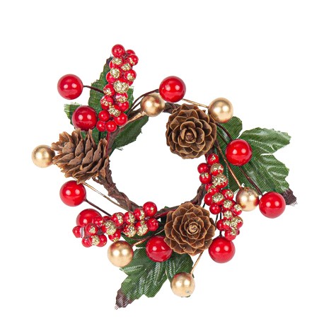 Rond de Serviette Baies Rouges et Or Paillettés