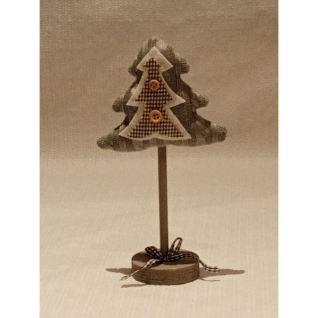 Sapin en Tissu Gris sur Socle en Bois