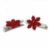 12 Pinces Marque Place Flocons Rouge