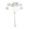 12 Tiges Mini Etoiles Paillettes Blanche