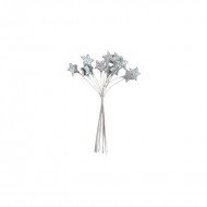 12 Tiges Mini Etoiles Paillettes Argent