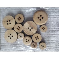 12 Boutons Bois Taille Assortie