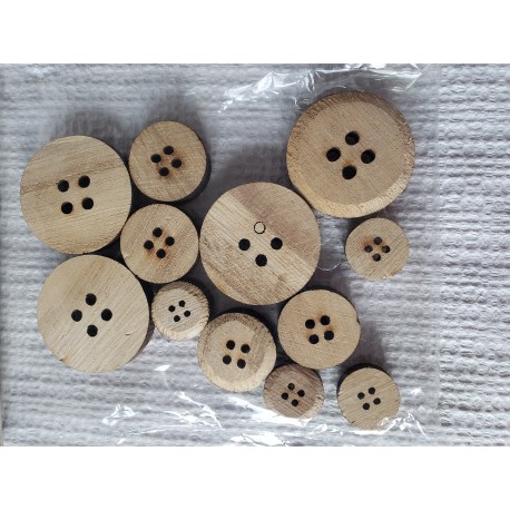 12 Boutons Bois Taille Assortie