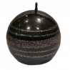 Bougie Ronde Noire Rayure Pailletées Argent