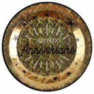 Assiette Anniversaire Etincelant Or/Noir